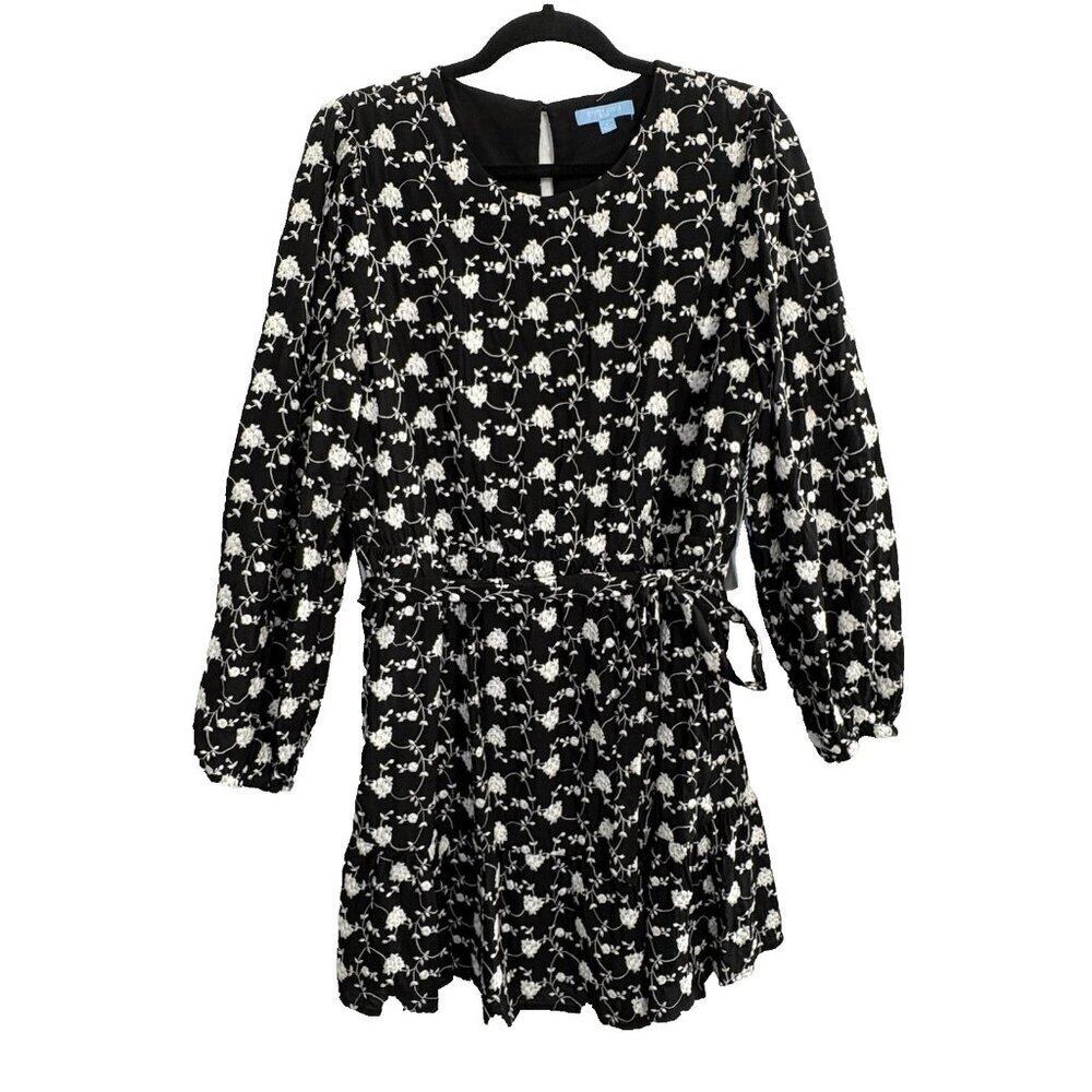 NWT DRAPER JAMES Women Embroidered Short Fit Flare Dress Sz 10 Black 57-10